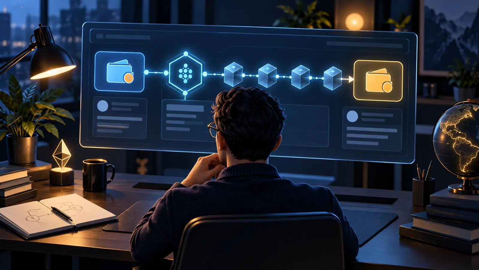Illustration einer Transaktion im Blockchain Explorer