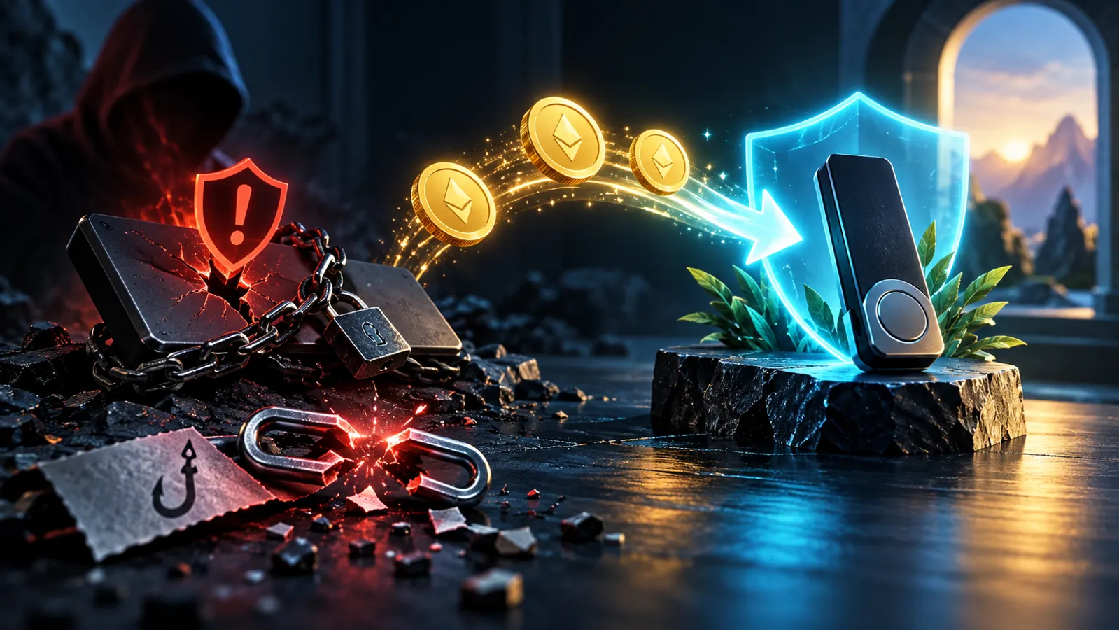 Illustration einer sicheren Reaktion auf einen Krypto Vorfall